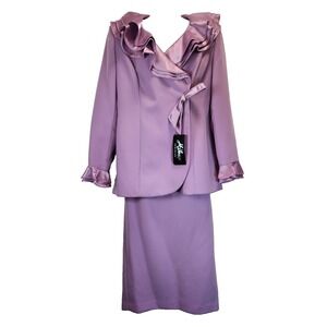 Milano Women's Size 8 Skirt Suit Ruffle Jackiet Mother of Bride Wedding Church